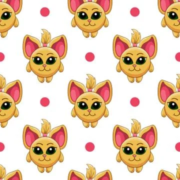 Seamless pattern with cartoon cat Stock Illustration