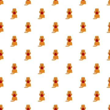 Seamless pattern with cartoon cats playing with yarn 스톡 일러스트