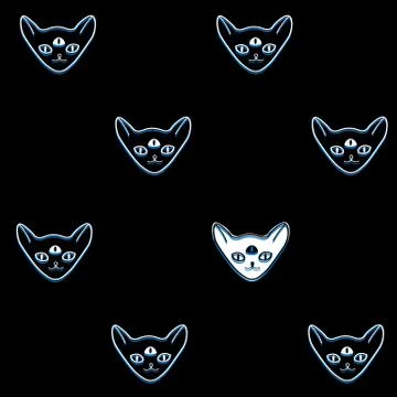 Seamless pattern with cartoon cats with third eye Stock Illustration