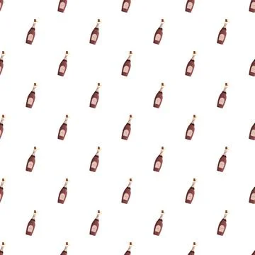 Seamless pattern with cartoon champagne bottle illustrations Stockillustratie