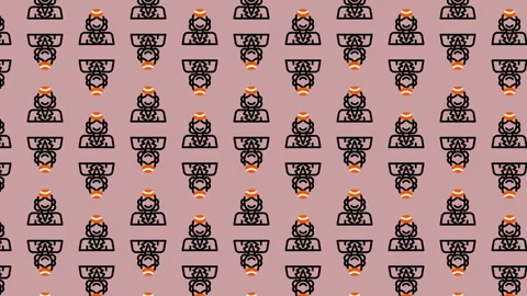 Seamless Pattern of Cartoon Characters on a Pink Background. Stock Footage 325404334