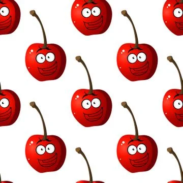 Seamless pattern of cartoon cherries Stock Illustration