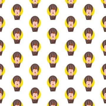 Seamless pattern cartoon chick in balloon Stock Illustration