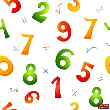 Seamless pattern cartoon colored numbers. イラスト素材