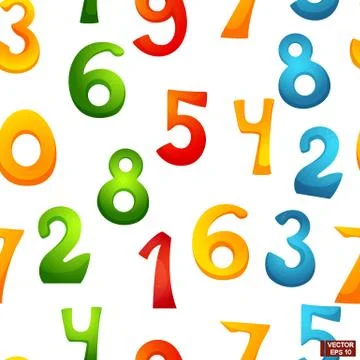 Seamless pattern cartoon colored numbers. Иллюстрация