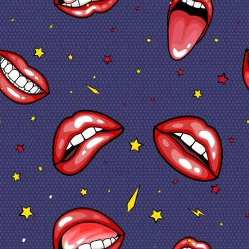 Seamless pattern cartoon comic super speech bubble labels with text, sexy open 스톡 일러스트