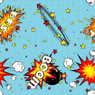 Seamless pattern cartoon comic super speech bubble labels with text, sexy open 스톡 일러스트