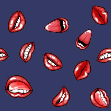 Seamless pattern cartoon comic super speech bubble labels with text, sexy open Illustrazione stock