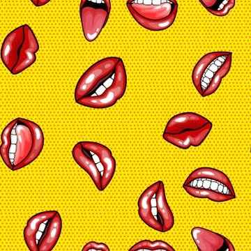 Seamless pattern cartoon comic super speech bubble labels with text, sexy open 스톡 일러스트