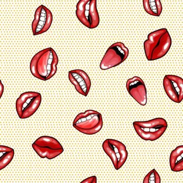 Seamless pattern cartoon comic super speech bubble labels with text, sexy open 스톡 일러스트
