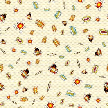 Seamless pattern cartoon comic super speech bubble labels with text, sexy open Stockillustratie