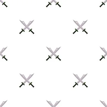 Seamless pattern with cartoon crossed sword icons. Vector illustration. Stock Illustration