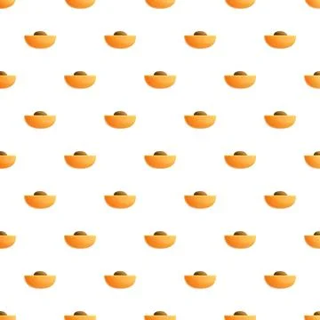 Seamless pattern with cartoon cut peach halves Stock Illustration