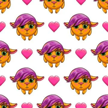 Seamless pattern with cartoon cute animal Stock Illustration