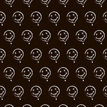 Seamless pattern of cartoon dead emoticon Illustrazione stock