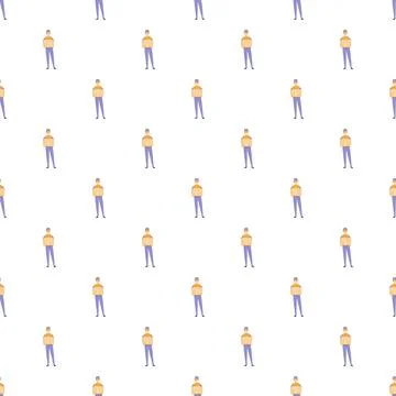 Seamless pattern with cartoon delivery men holding boxes Stock Illustration