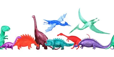 Seamless pattern with cartoon dinosaurs Stock Illustration