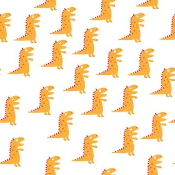 Seamless pattern with cartoon dinosaurs for texture, textiles and simple back 스톡 일러스트