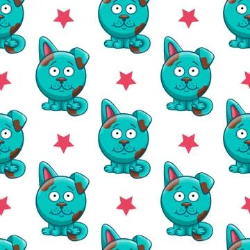 Seamless pattern with cartoon dog Stock Illustration