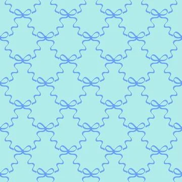 Seamless pattern with cartoon doodle bow knots, gift ribbons. Trendy hair bra イラスト素材