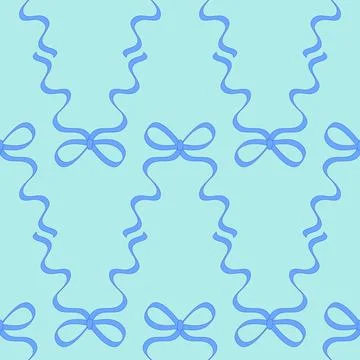 Seamless pattern with cartoon doodle bow knots, gift ribbons. Trendy hair bra イラスト素材