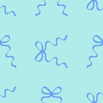 Seamless pattern with cartoon doodle bow knots, gift ribbons. Trendy hair bra Stockillustratie