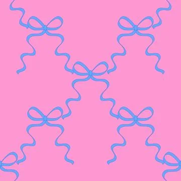 Seamless pattern with cartoon doodle bow knots, gift ribbons. Trendy hair bra Stockillustratie