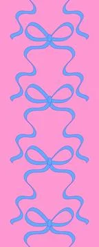Seamless pattern with cartoon doodle bow knots, gift ribbons. Trendy hair bra イラスト素材