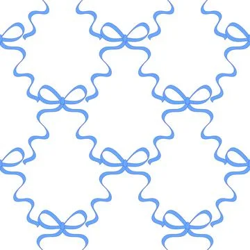 Seamless pattern with cartoon doodle bow knots, gift ribbons. Trendy hair bra イラスト素材