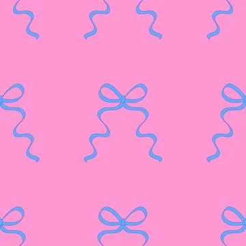 Seamless pattern with cartoon doodle bow knots, gift ribbons. Trendy hair bra Stockillustratie