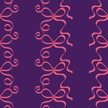 Seamless pattern with cartoon doodle bow knots, gift ribbons. Trendy hair bra イラスト素材