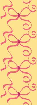Seamless pattern with cartoon doodle bow knots, gift ribbons. Trendy hair bra イラスト素材