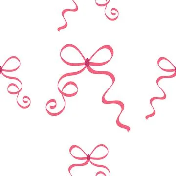 Seamless pattern with cartoon doodle bow knots, gift ribbons. Trendy hair bra Stockillustratie