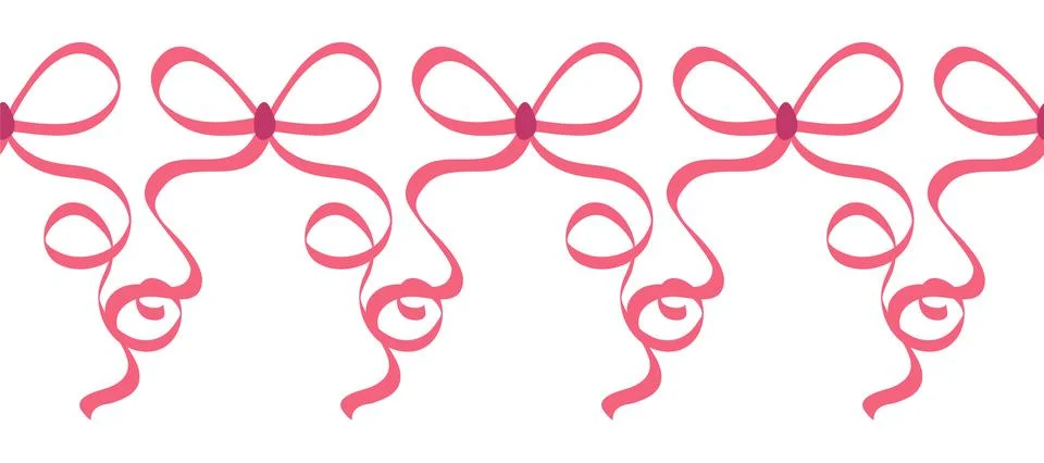 Seamless pattern with cartoon doodle bow knots, gift ribbons. Trendy hair bra イラスト素材