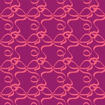 Seamless pattern with cartoon doodle bow knots, gift ribbons. Trendy hair bra Stockillustratie
