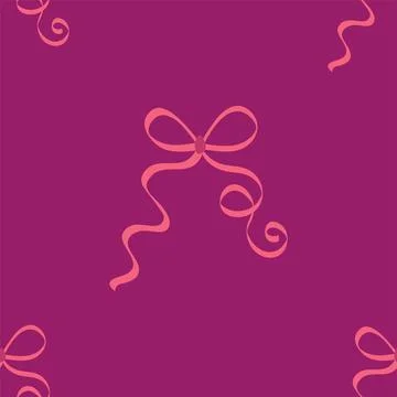 Seamless pattern with cartoon doodle bow knots, gift ribbons. Trendy hair bra イラスト素材