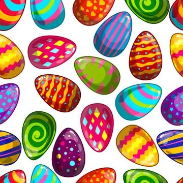 Seamless pattern with cartoon easter eggs Illustrazione stock
