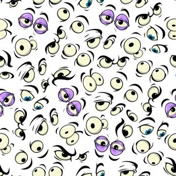 Seamless pattern of cartoon emotional comic faces Illustrazione stock