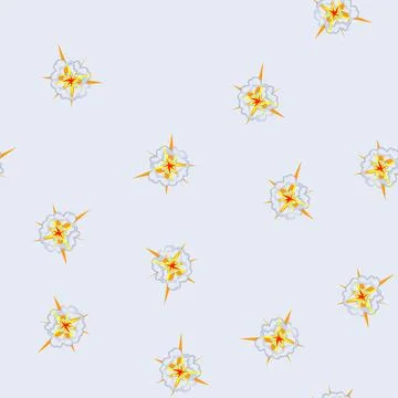 Seamless pattern cartoon explosion creating smoke and bright impact effect イラスト素材
