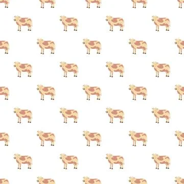 Seamless pattern with cartoon farm cows livestock Stock Illustration