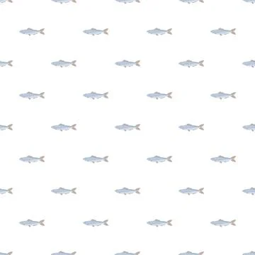 Seamless pattern with cartoon fish swimming Illustrazione stock