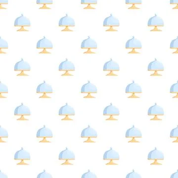 Seamless pattern with cartoon food dome dessert platter Stock Illustration