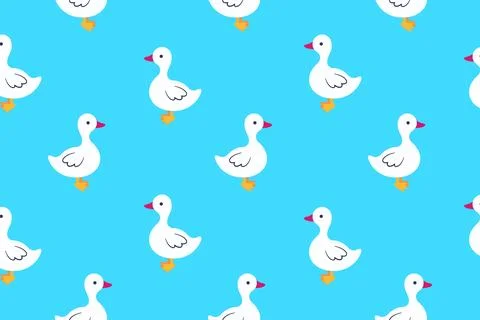 Seamless pattern of cartoon geese. Vector illustration Stock Illustration