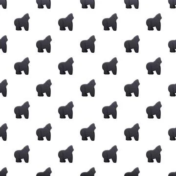Seamless pattern with cartoon gorillas on white background イラスト素材