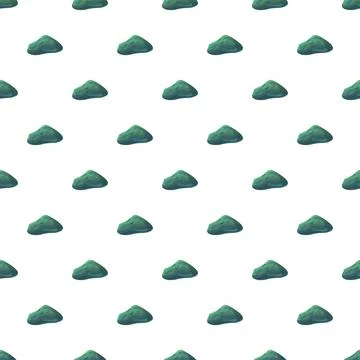 Seamless pattern with cartoon green mossy rocks イラスト素材