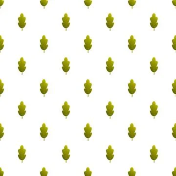 Seamless pattern with cartoon green oak leaves Stock Illustration