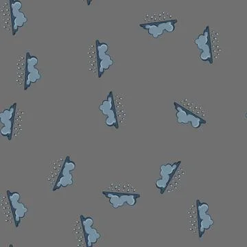 Seamless pattern Cartoon grey cloud raining water droplets Illustrazione stock