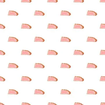 Seamless pattern with cartoon ham slices on white background 스톡 일러스트