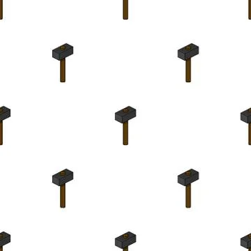 Seamless pattern with cartoon hammer on white background. Building equipment. Stock Illustration
