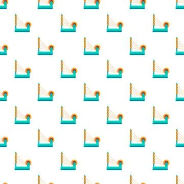 Seamless pattern with a cartoon harp music instrument Illustrazione stock